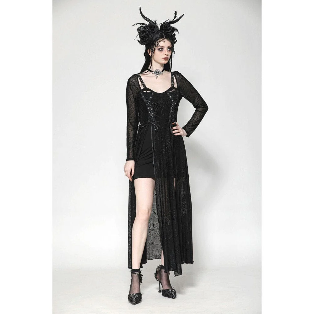 Women's Gothic Lace-up Spiderweb Witch Dress - Image 8