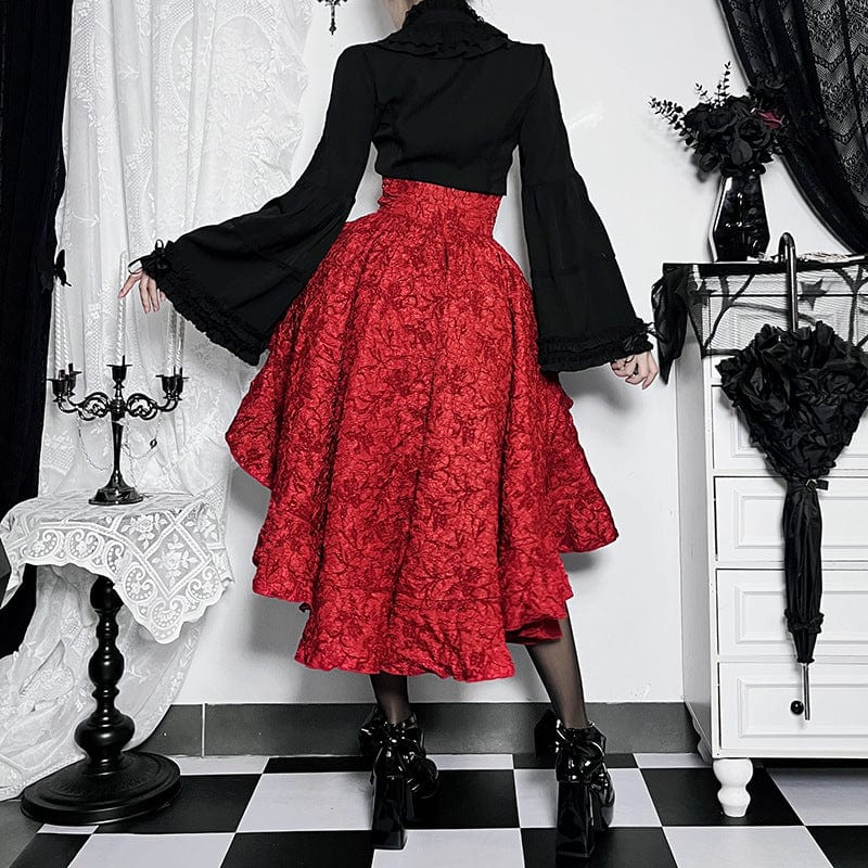 Women's Gothic Lace-up Splice Irregular Hem Skirt - Image 4