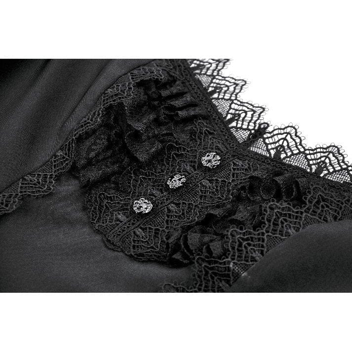 Women's Gothic Lace-up Square-cut Collar Puff Short Sleeved Dress Graduation Dress - Image 11