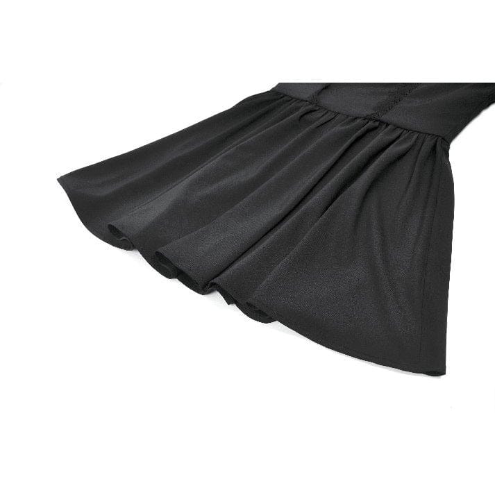 Women's Gothic Lace-up Square-cut Collar Puff Short Sleeved Dress Graduation Dress - Image 15