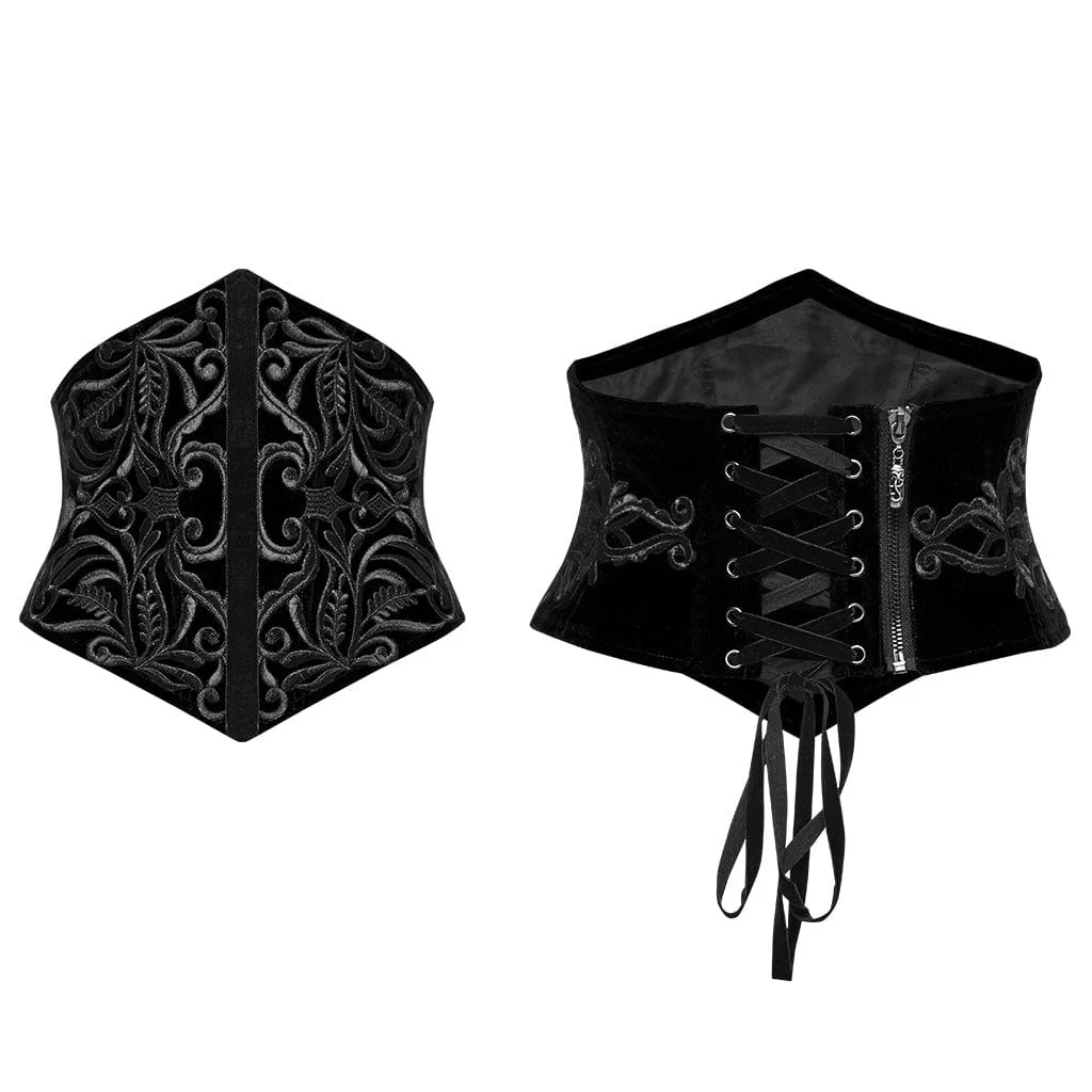 Women's Gothic Lace-Up Zip Totem Underbust Corset Black - Image 7