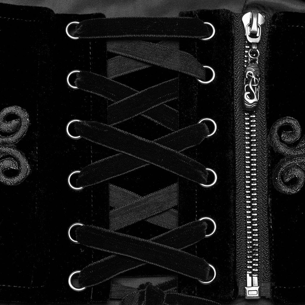 Women's Gothic Lace-Up Zip Totem Underbust Corset Black - Image 9
