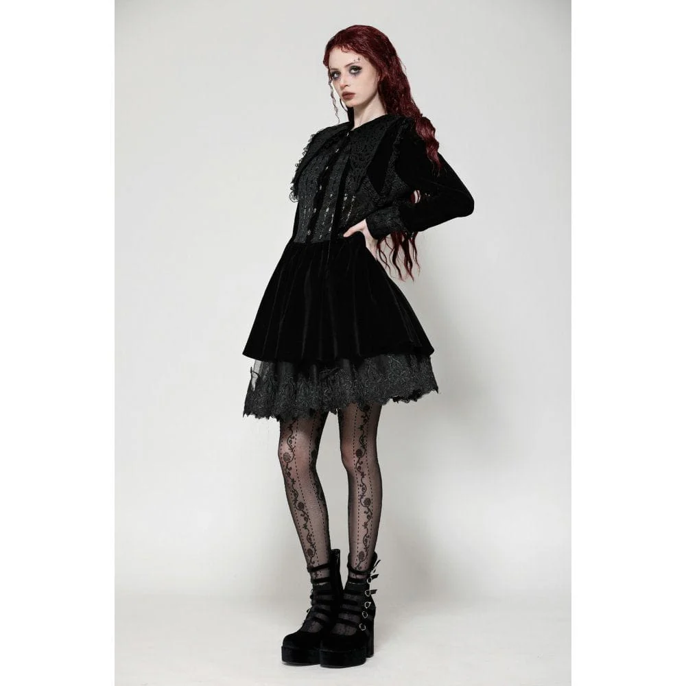 Women's Gothic Lace Velvet Short Dress - Image 7