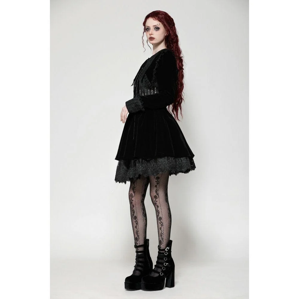 Women's Gothic Lace Velvet Short Dress - Image 9