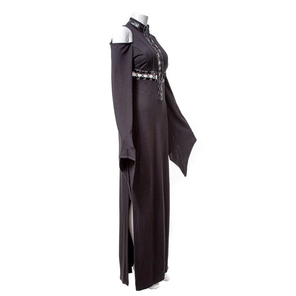 Women's Gothic Lacing-up Trumpet Sleeved Maxi Dress - Image 7