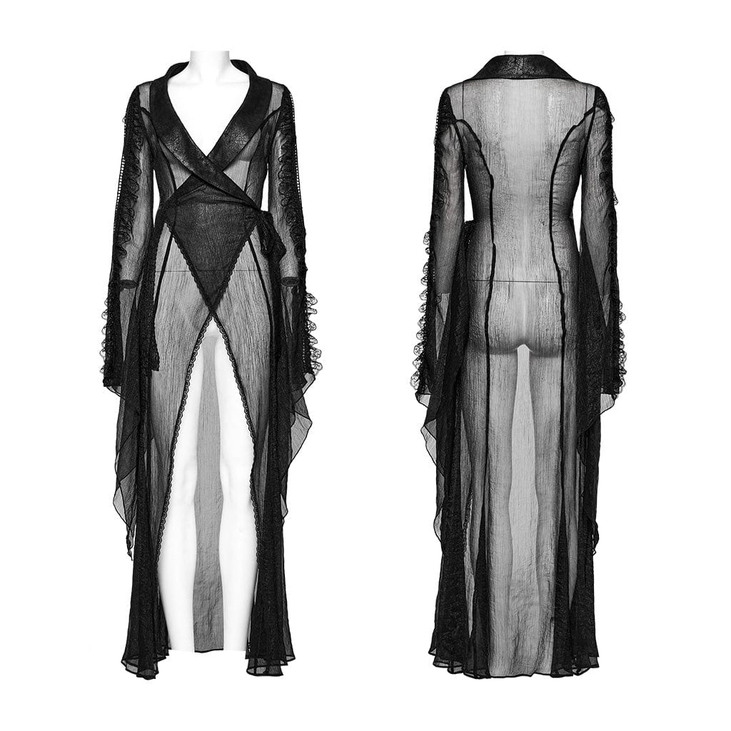 Women's Gothic Lapel Collar Flared Sleeved Cardigan - Image 5