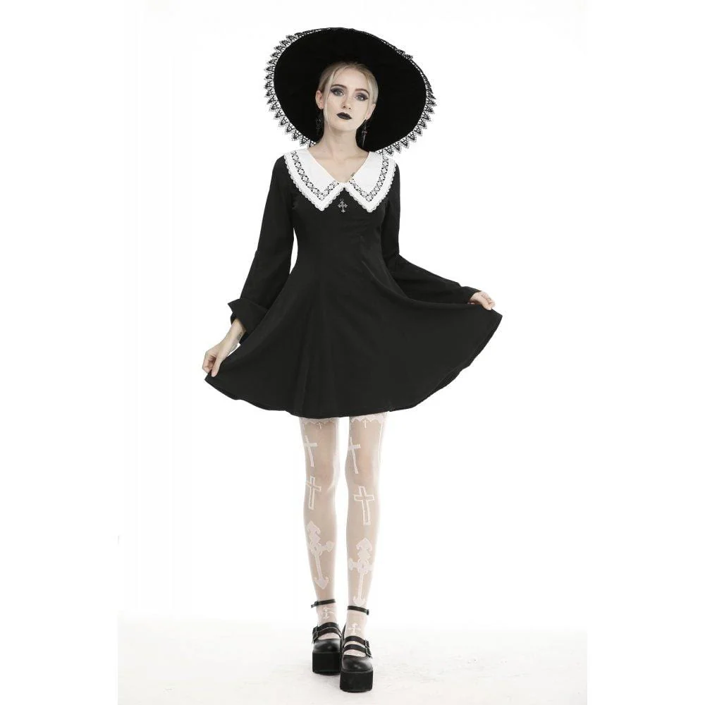 Women's Gothic Large Lapel Dresses With Cross - Image 3