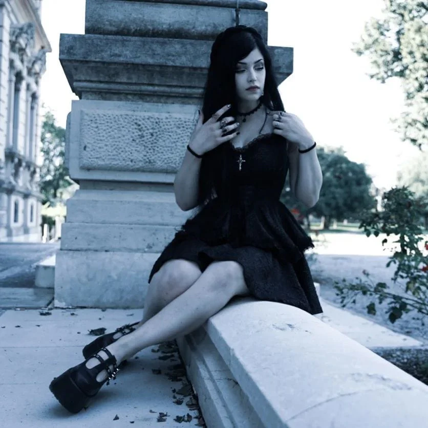 Women's Gothic Layered Draped Slip Dress Graduation Dress - Image 10