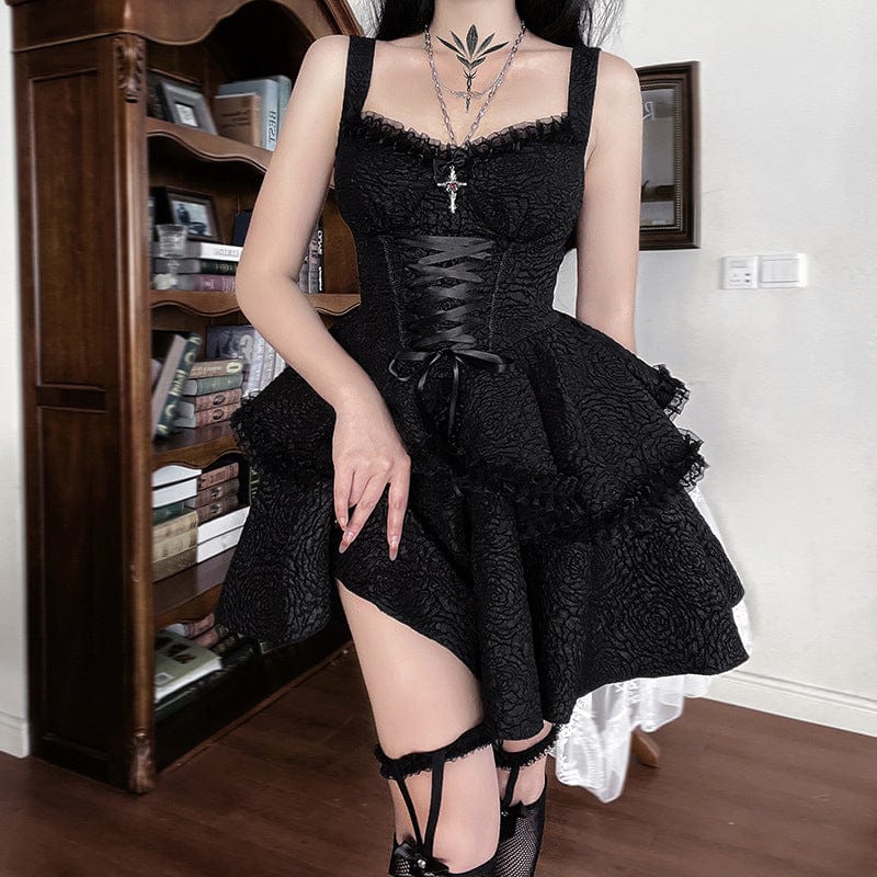 Women's Gothic Layered Draped Slip Dress Graduation Dress - Image 5