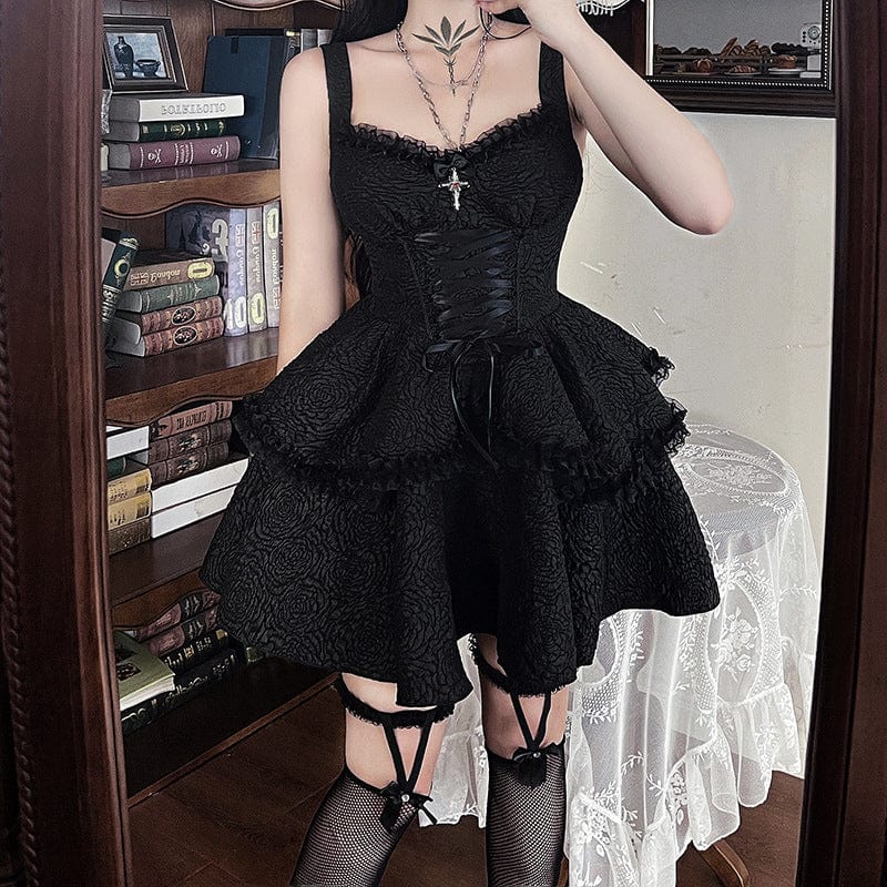 Women's Gothic Layered Draped Slip Dress Graduation Dress - Image 6