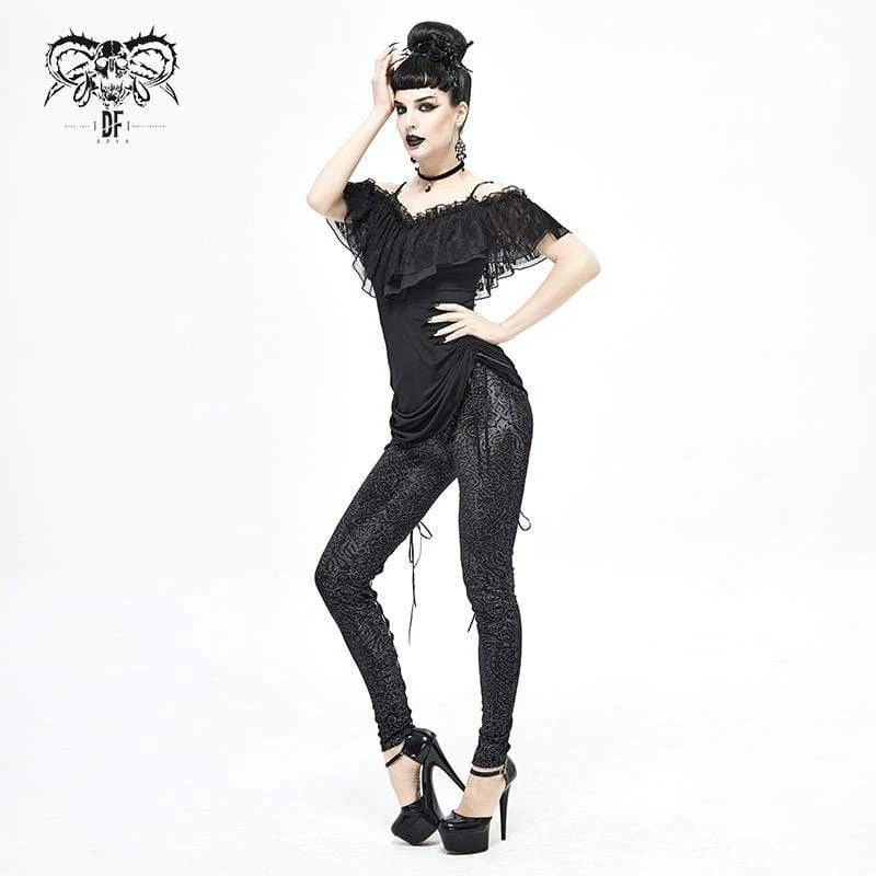 Women's Gothic Layered Drawstring Black Slip Dress Graduation Dress - Image 5