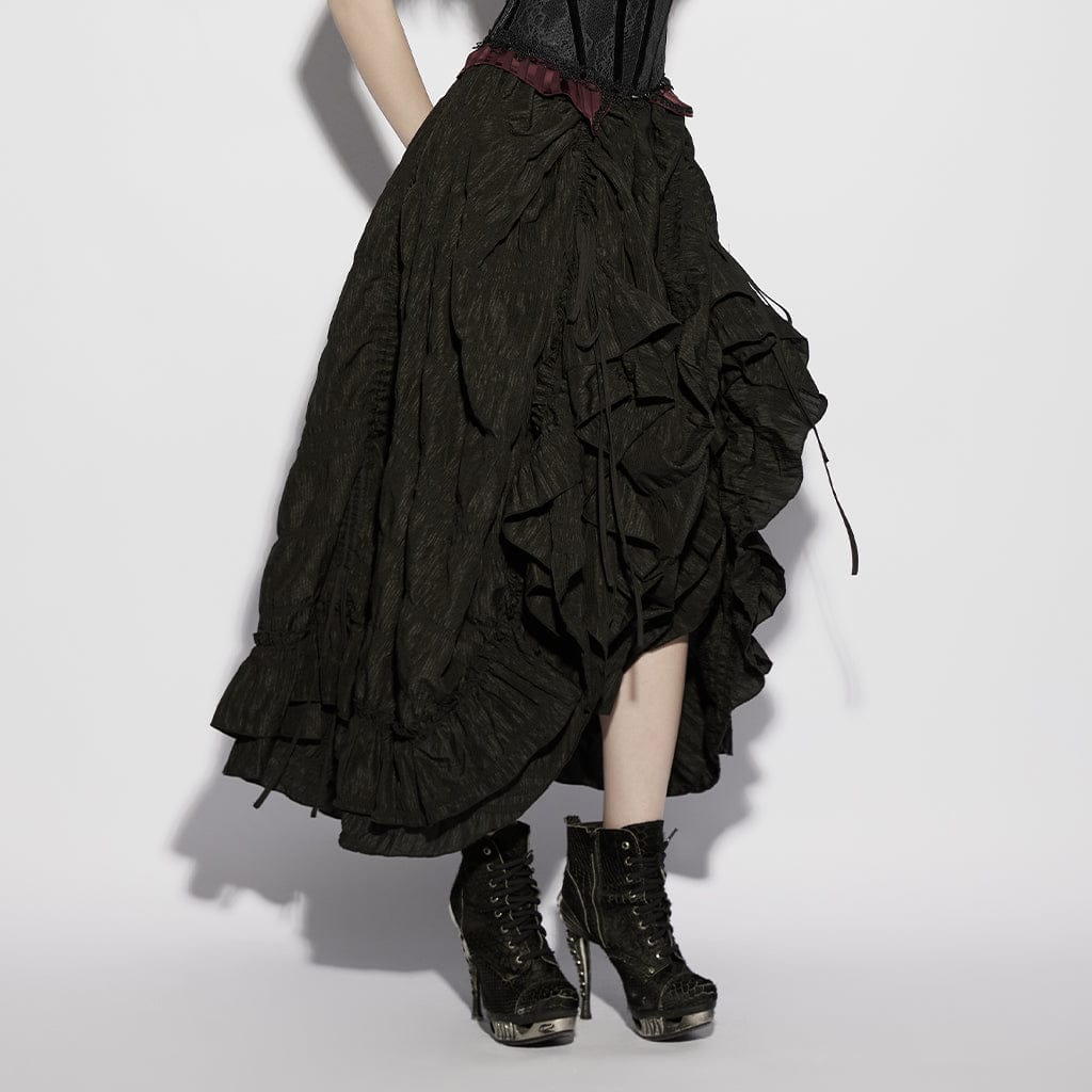 Women's Gothic Layered Drawstring Ruched Retro Skirt - Image 2