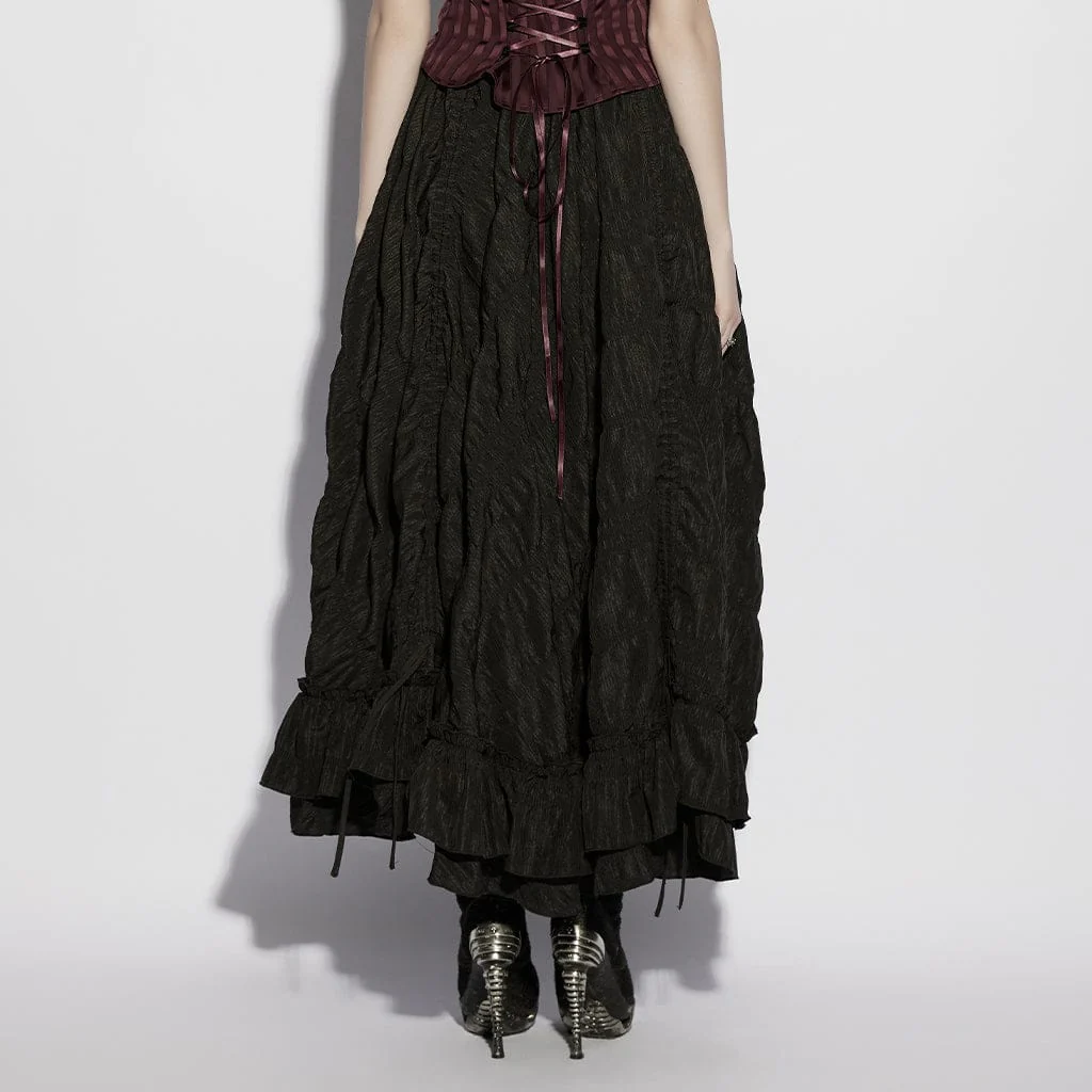Women's Gothic Layered Drawstring Ruched Retro Skirt - Image 3