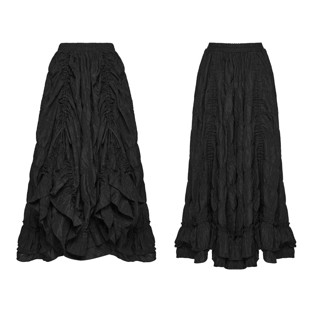 Women's Gothic Layered Drawstring Ruched Retro Skirt - Image 5