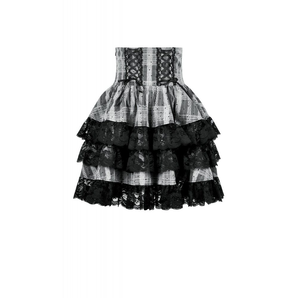 Women's Gothic Layered Hem Lace-up High-Waist Skirt - Image 12