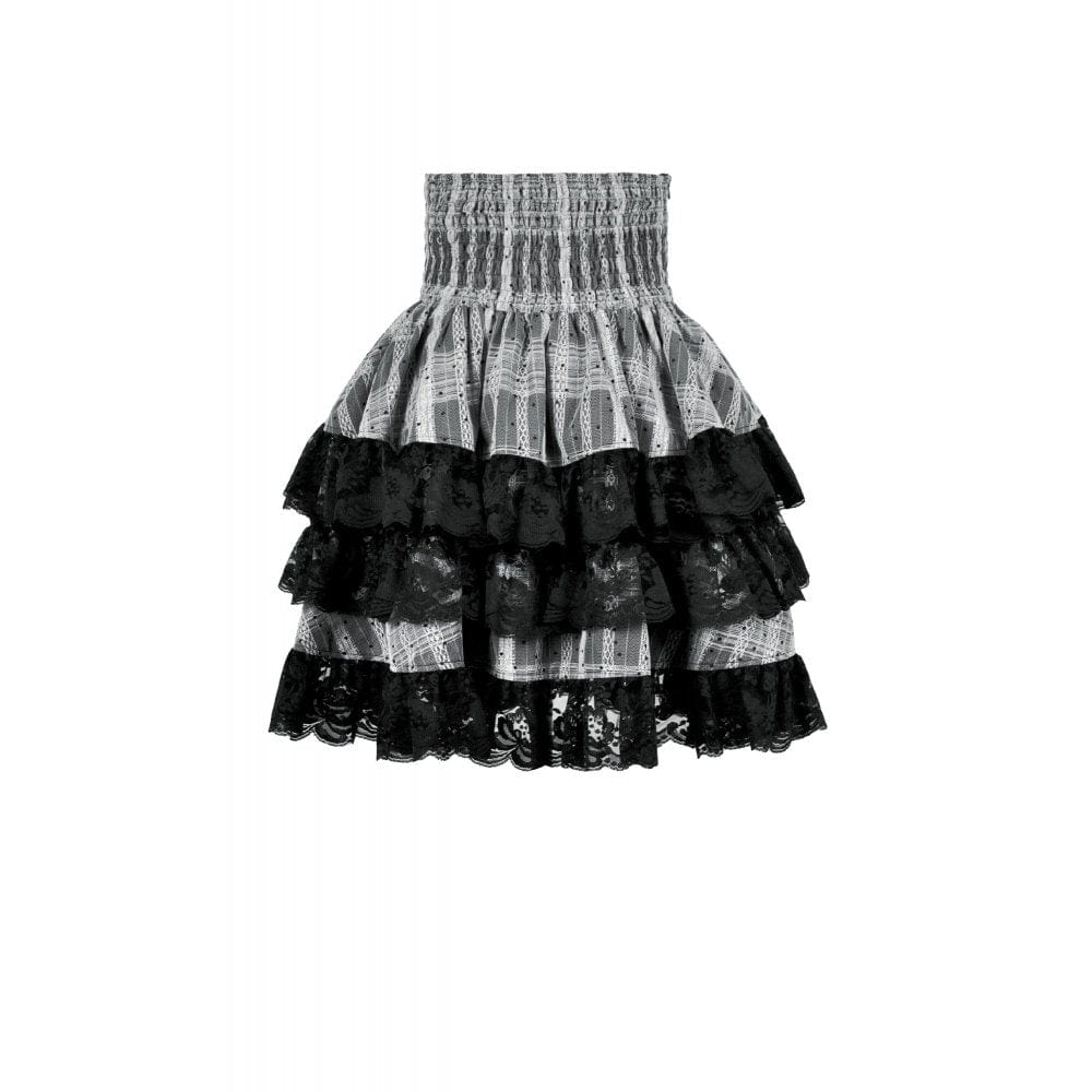 Women's Gothic Layered Hem Lace-up High-Waist Skirt - Image 13