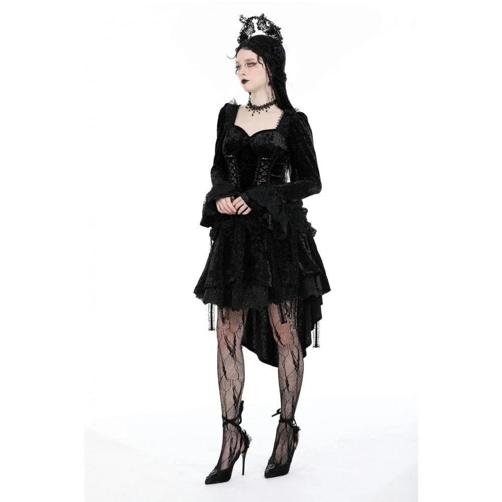 Women's Gothic Layered High-low Velvet Dress - Image 7