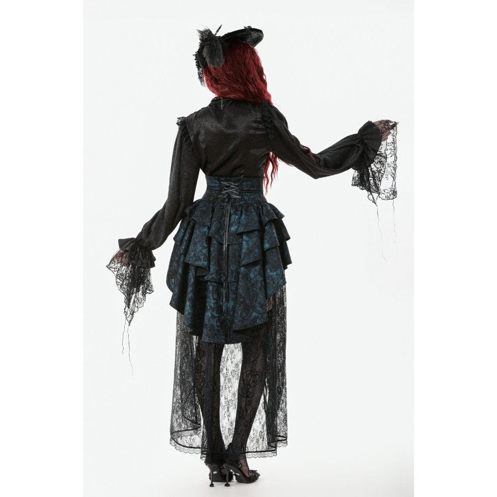 Women's Gothic Layered Irregular Hem Buckle Skirt - Image 9