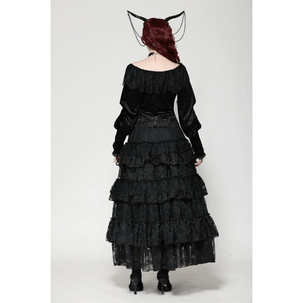 Women's Gothic Layered Lace Long Skirt - Image 9