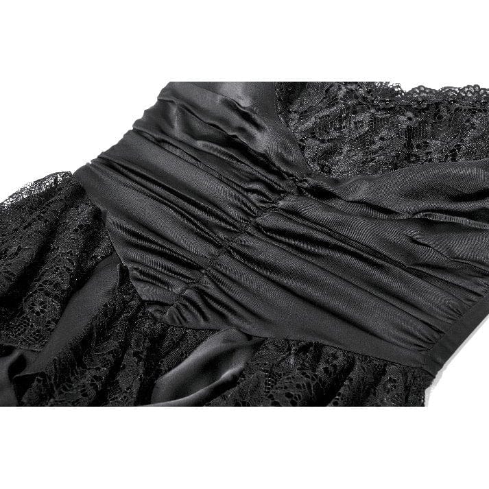 Women's Gothic Layered Lace Ruched Maxi Dress Wedding Dress - Image 12