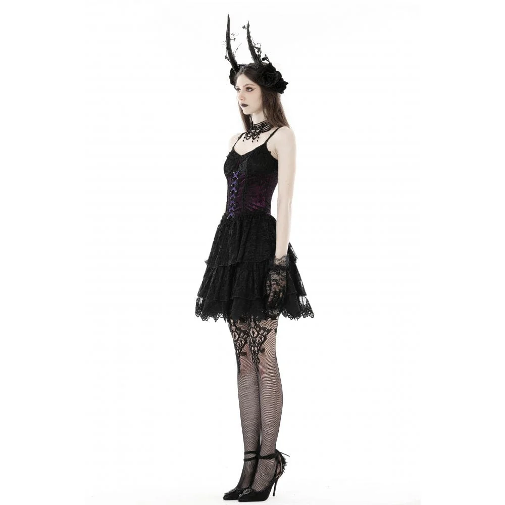 Women's Gothic Layered Lace Slip Dress Graduation Dress - Image 7