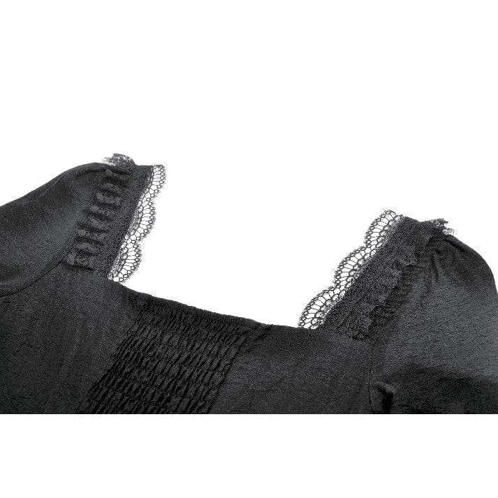 Women's Gothic Layered Lace-up Square-cut Collar Dress - Image 15