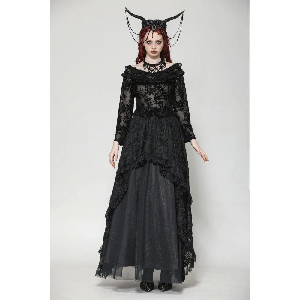 Women's Gothic Layered Ruffled Lace Shirt - Image 2