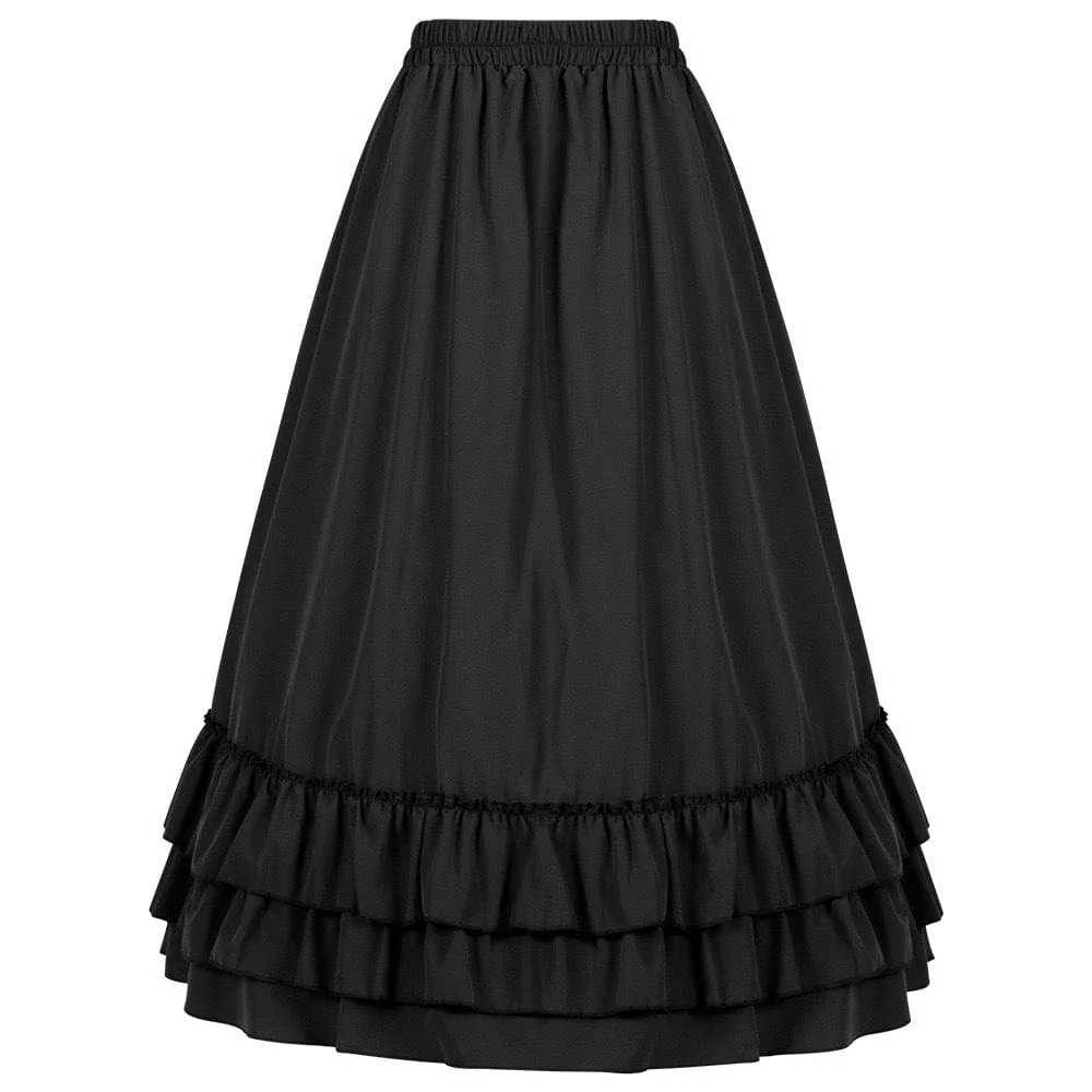 Women's Gothic Layered Ruffled Long Pleated Skirt - Image 4