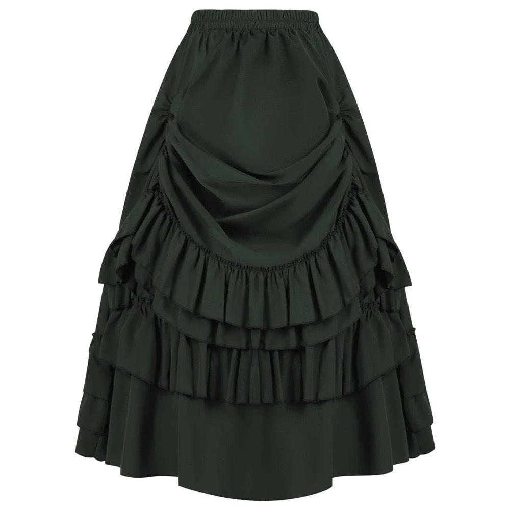 Women's Gothic Layered Ruffled Long Pleated Skirt - Image 7