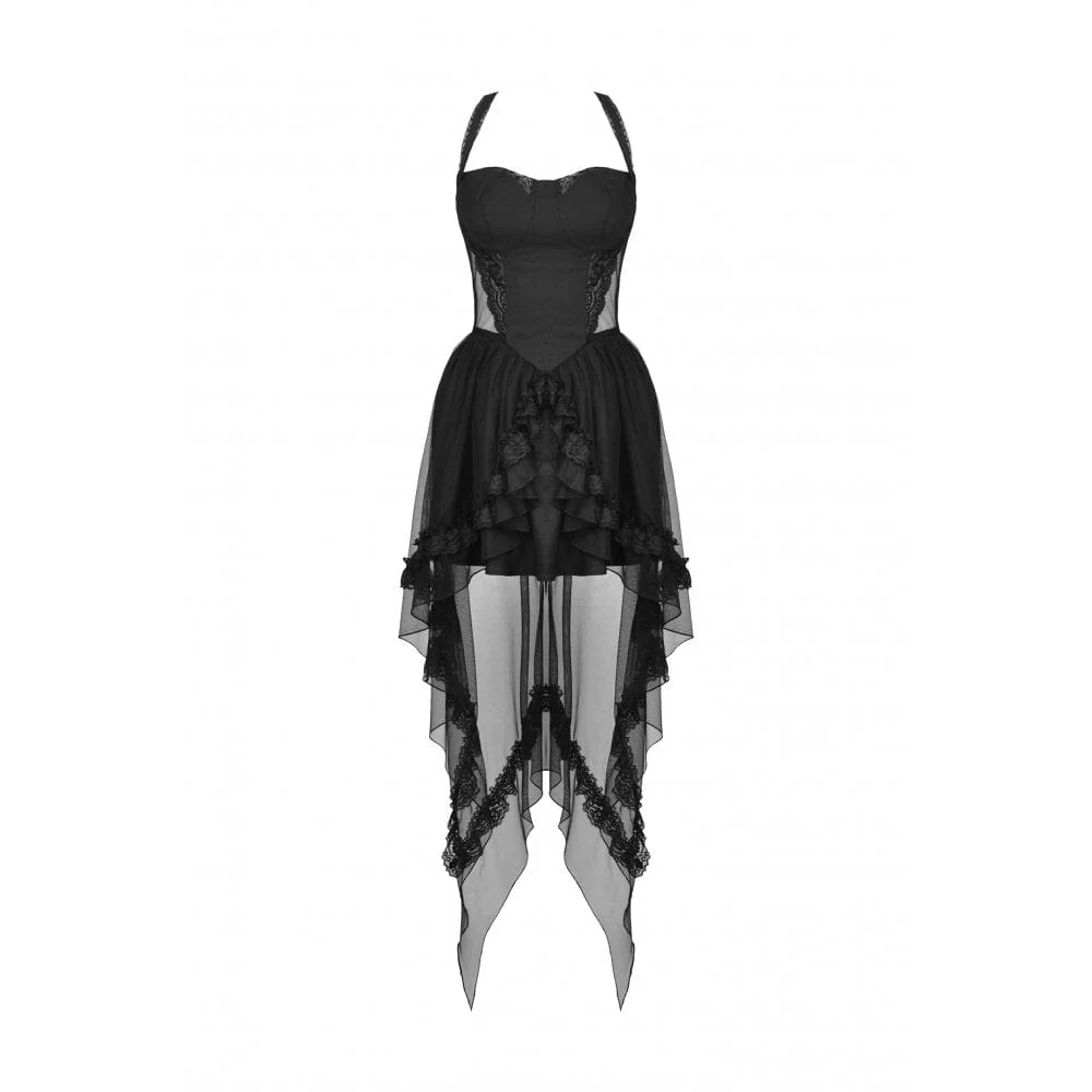 Women's Gothic Layered Swallowtail Halterneck Wedding Dress - Image 7