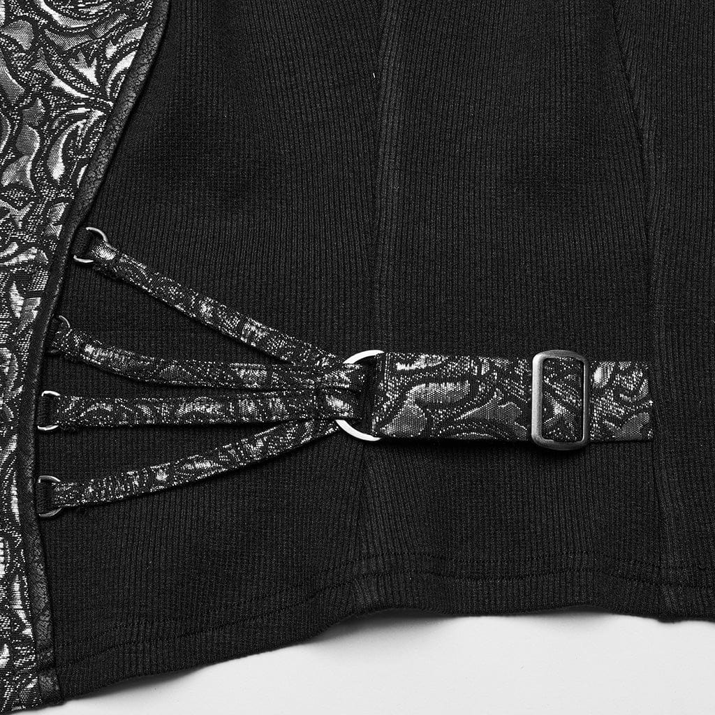 Women's Gothic Floral Printed Buckle Vest - Image 8
