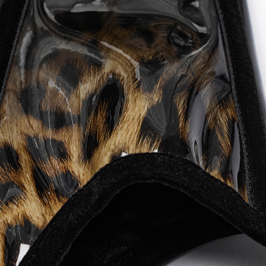 Women's Gothic Leopard Patent Leather Underbust Corset Coffee - Image 8