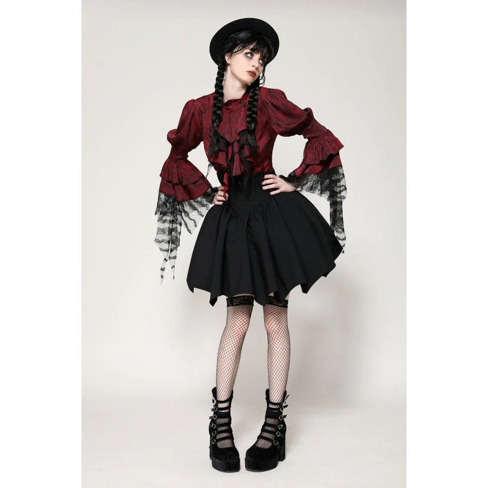 Women's Gothic Lolita Batwing High-waisted Short Skirt - Image 11