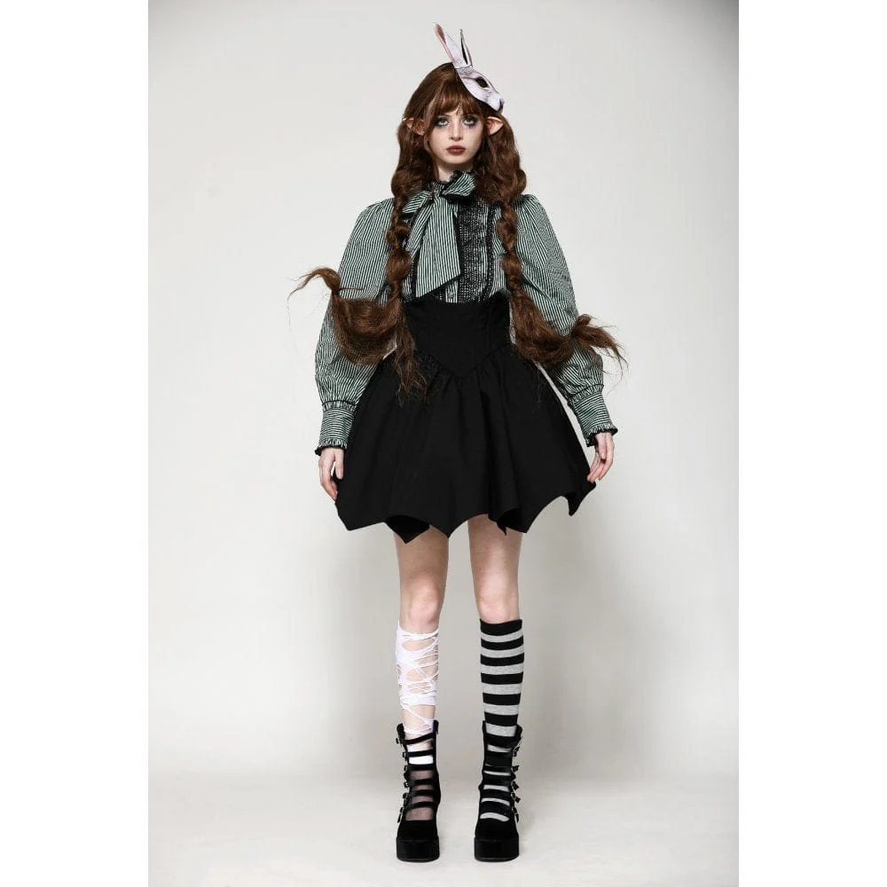 Women's Gothic Lolita Batwing High-waisted Short Skirt - Image 6