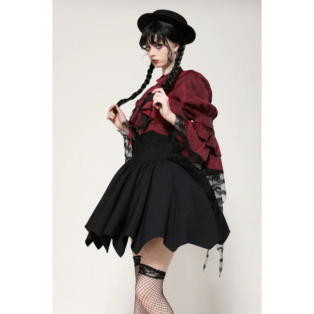 Women's Gothic Lolita Batwing High-waisted Short Skirt - Image 9
