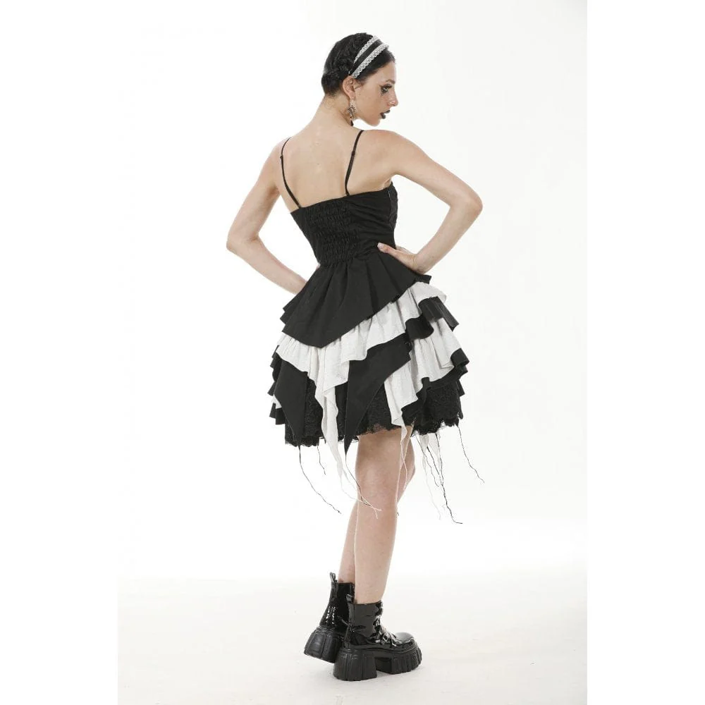 Women's Gothic Lolita Bowknot Contrast Color Slip Dress - Image 12