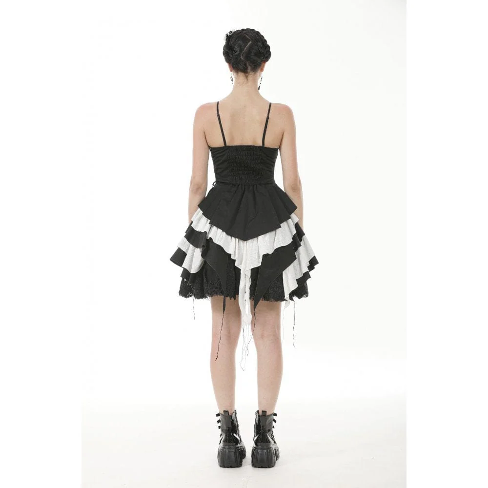 Women's Gothic Lolita Bowknot Contrast Color Slip Dress - Image 13