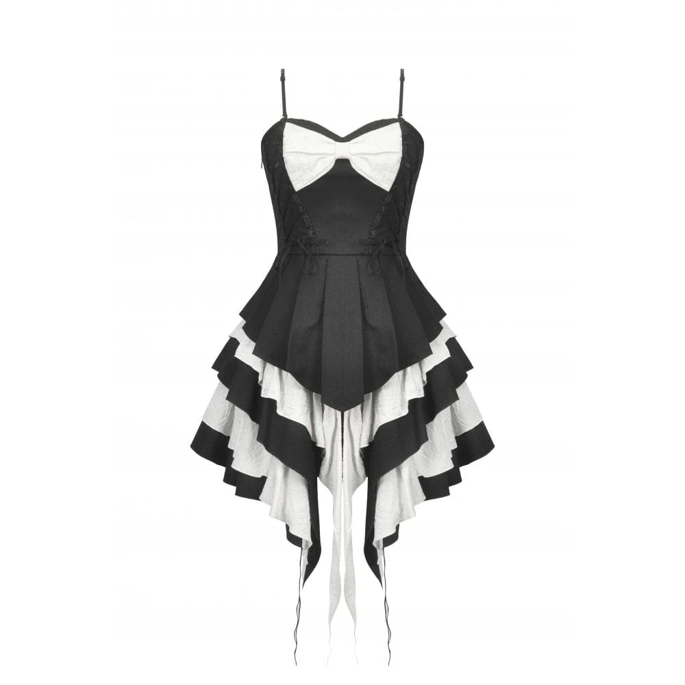 Women's Gothic Lolita Bowknot Contrast Color Slip Dress - Image 14