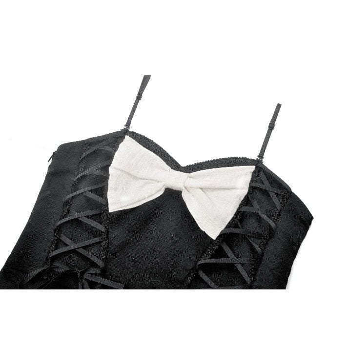 Women's Gothic Lolita Bowknot Contrast Color Slip Dress - Image 16