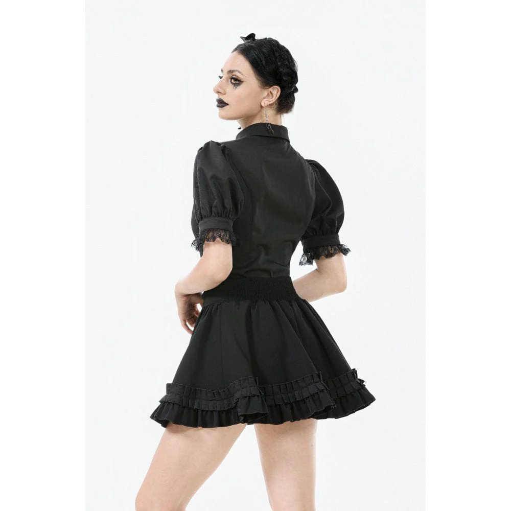 Women's Gothic Lolita Bowknot Waist Short Pleated Skirt - Image 6