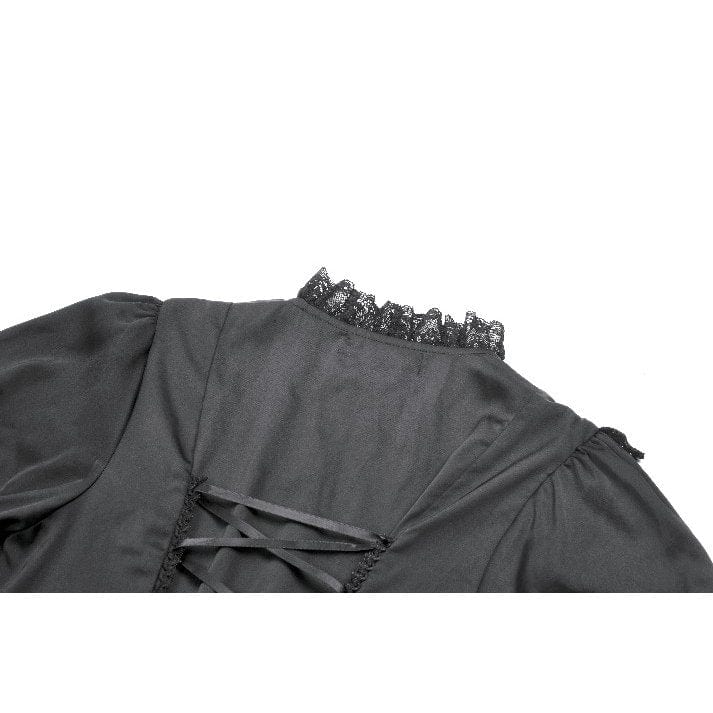 Women's Gothic Lolita Lacing-up Puff Sleeved Lace Dress Graduation Dress - Image 19
