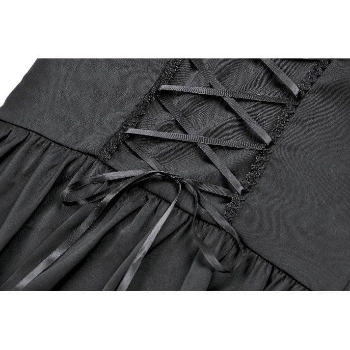 Women's Gothic Lolita Lacing-up Puff Sleeved Lace Dress Graduation Dress - Image 21