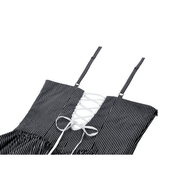 Women's Gothic Lolita Pinstriped Slip Dress Graduation Dress - Image 14