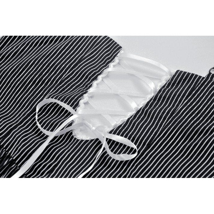 Women's Gothic Lolita Pinstriped Slip Dress Graduation Dress - Image 15