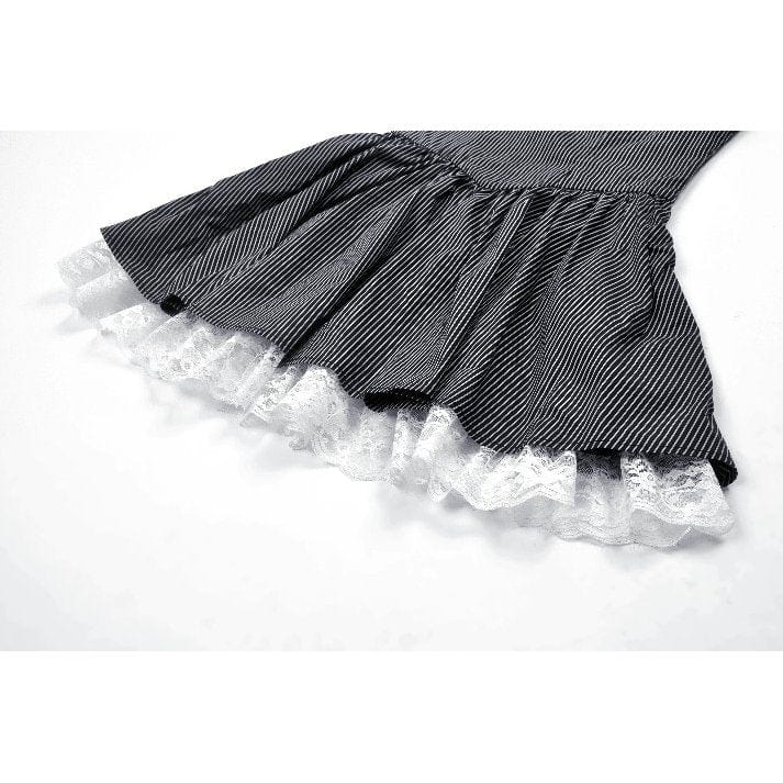 Women's Gothic Lolita Pinstriped Slip Dress Graduation Dress - Image 17