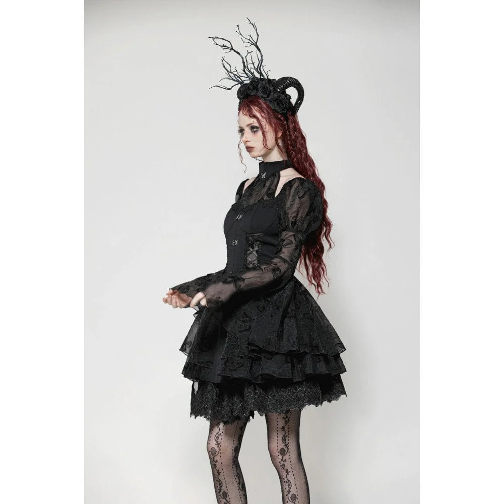 Women's Gothic Lolita Puff Sleeved Bubble Grad Dress Graduation Dress - Image 4