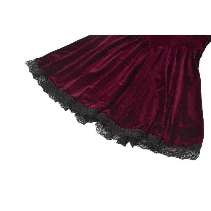 Women's Gothic Lolita Puff Sleeved Lace Velvet Dress Graduation Dress - Image 18