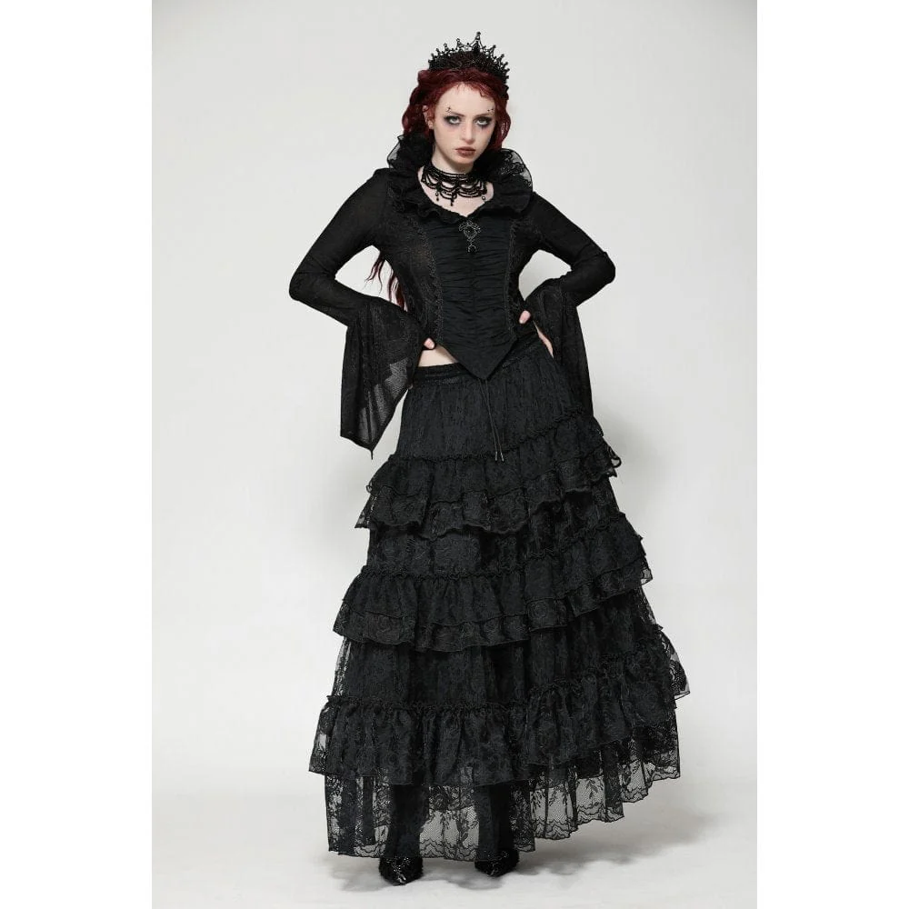 Women's Gothic Mesh Diamond Long Sleeved Shirt - Image 4