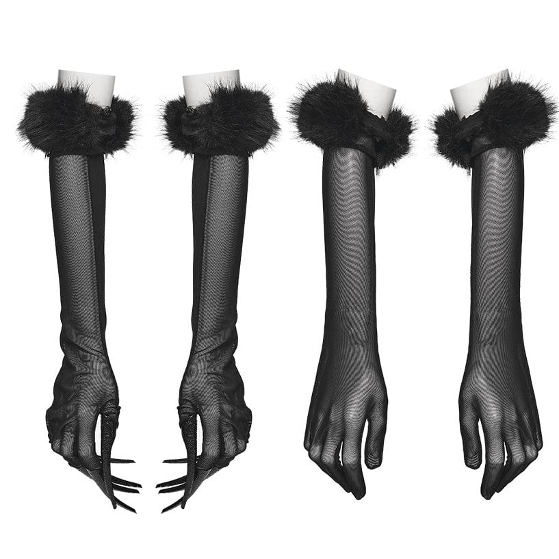 Women's Gothic Mesh Gloves with Detachable Nails and Cuffs - Image 8