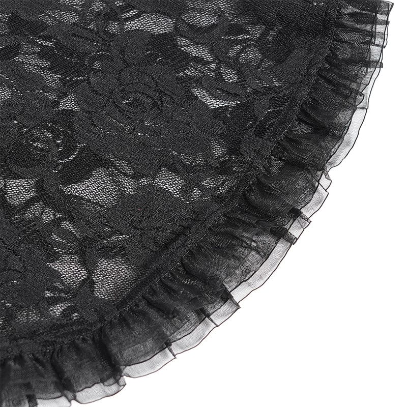 Women's Gothic Mesh Puff Long Sleeved Velvet Shirt Black - Image 12